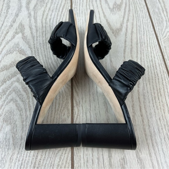 Staud Frankie Ruched Slide on Two Strap Leather Sandals 36 Black $325 Portugal - Picture 4 of 8